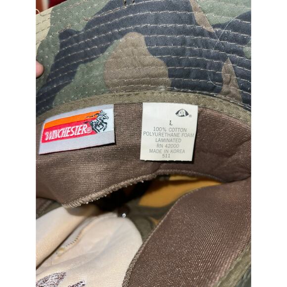 Vintage Winchester Camo Bucket Hat Duck Hunting Hunt Graphic Green brown 90s OS - Picture 8 of 8